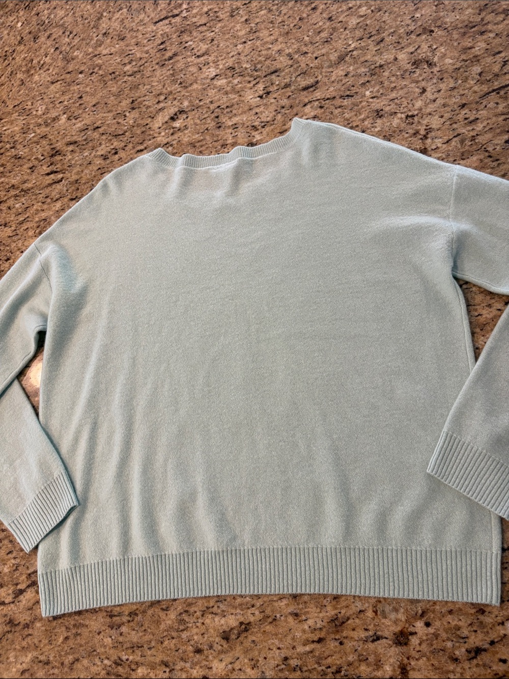 100% Cashmere | Halogen | Light Mint Textured Crewneck Sweater - Picture 14 of 16